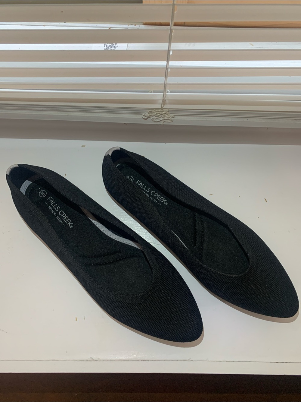 Falls Creek Black Slip-On Memory Foam Knit Ballet Flats